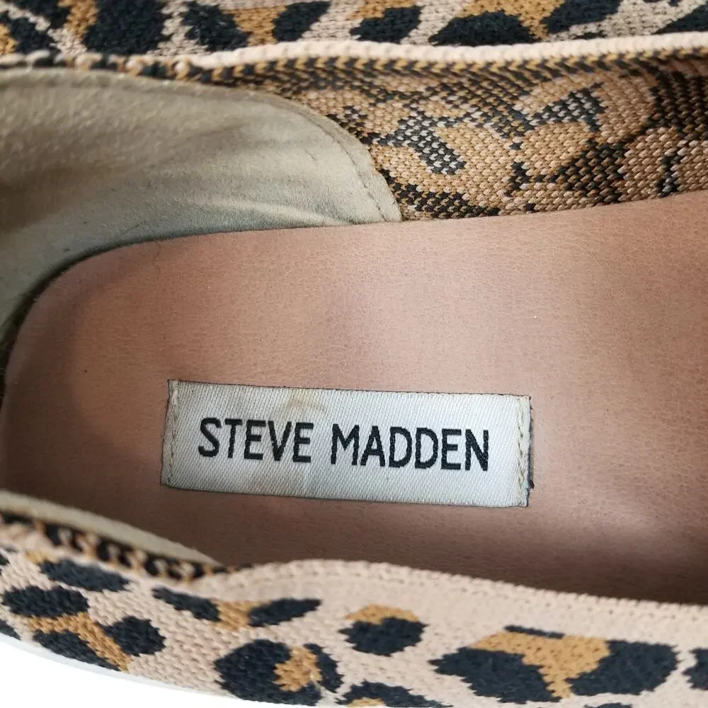 Steve Madden Women's Mailer Leopard Print Stretch Knit Slip On Sneakers Size 8.5